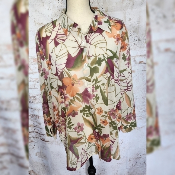 Alfred Dunner Button Down Top Sz 16 - Picture 1 of 3